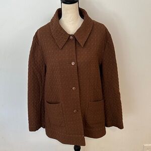 April Cornell Chocolate Brown Quilted Utility Jacket Classic Casual Cabincore